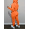 thumbnail image 3 of Casual Drawstring Pantsuits Two-piece Set, Pocket Hoodies Tops & Loose Long Sweatpants Set, Women's Clothing, 3 of 7