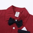 thumbnail image 3 of FLMEI Infant Baby Boys Formal Gentleman Outfits Suspender Pants 3PCS Sets, Kids Spring Fall Long Sleeve Striped Shirt + Bow Tie + Suspenders Pants Birthday 9 Months - 7 Years, 3 of 8