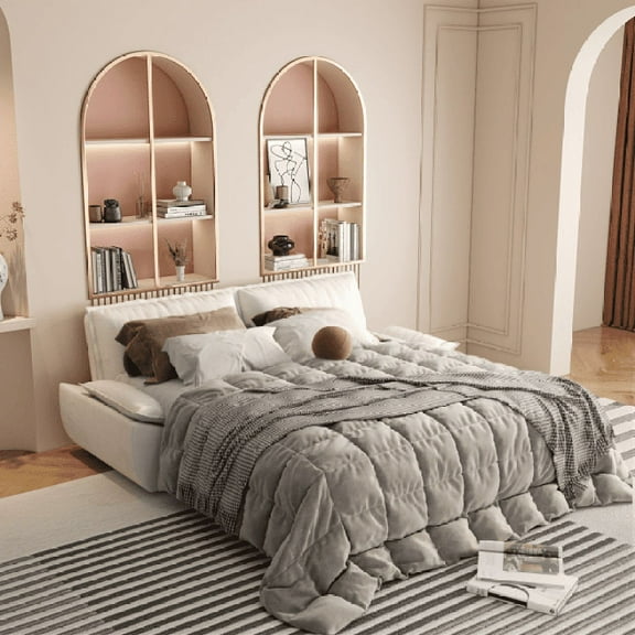 74.8" Queen Pull Out Sofa Bed, 3-in-1 Convertible Sleeper Tufted Sofa with 2 Soft Pillows,Multi-Functional Velvet Loveseat Bed,Blue