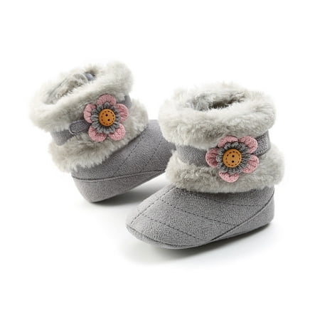 

Inevnen Baby Girls Shoes Casual Soft Velvet Antiskid High Top Flower Infant Footwear