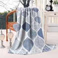 thumbnail image 2 of Blue and White Geometric Quatrefoil Pattern Blanket,Comfortable Soft Lamb Wool Throw Blanket,All Season,Warm Lightweight Blankets for Sofa Bed Couch Living Room Chair,60"x80", 2 of 4