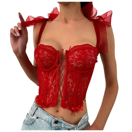 Yuhangmm New Sexy Fashion Lace Lingerie Floral Lace Tie Shoulder Underwire Bra Underwear Sleepwear Lingerie Underwear Negligee