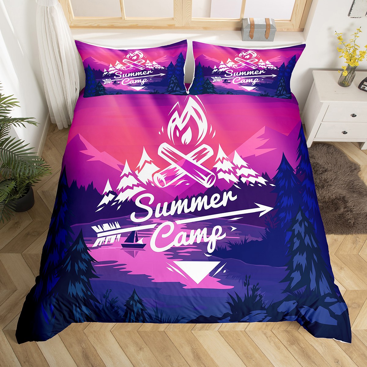 Camper Bedding For Travel Trailers,Summer Camping Queen Duvet Cover