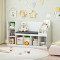 thumbnail image 2 of Gymax Wooden Kids Bookshelf w/Reading Nook Padded Seat Open Cubes Adjustable Shelf, 2 of 9