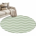 thumbnail image 2 of Sage Green Stripe Round Rugs 4ft, Farmhouse Striped Modern Waves Moires Non Slip Washable Rug Runner, Low Pile Indoor Floor Carpet Mat Bathroom Rugs for Living Room, Bedroom, Kids Room, 2 of 9
