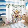 thumbnail image 5 of No Hook Shower Curtain, Spring Cow Floral Shower Curtains for Bathroom with See Through Top Window, Green Eucalyptus Leaves Botanical Waterproof & Washable Bath Curtain Standard 72"x72", 5 of 9