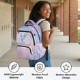 thumbnail image 5 of HUIACONG Gradient Purple Axolotl School Backpack for Kids Teens Age 6-18 Multi Pocket Water Resistant Bookbag with Adjustable Padded Straps Lightweight Sturdy Student School Bag, 5 of 7