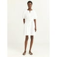 thumbnail image 2 of Scoop Women's and Women's Plus Belted Cotton Poplin Mini Dress with Puff Sleeves, Sizes XS-4X, 2 of 6