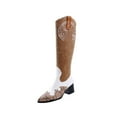 thumbnail image 1 of Large Size Thick Heel Mid-heel Color Matching Pointed High Side Zipper Snake Print Womens Boots, 1 of 9