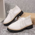 thumbnail image 4 of Knit Oxford Shoes for Women Lace up Breathable Mesh Solid Color Classic Lug Sole Low Heel Elastic Slip on Dress Shoes White Size 8.5, 4 of 7