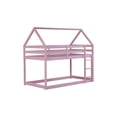 thumbnail image 6 of Jopath Twin over Twin Floor Bunk Bedwith Ladder and Guardrails, House-Shaped-Bunk Bed for Boys Girls Pink, 6 of 9