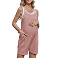 thumbnail image 2 of Maternity Women Solid Color Sleeveless Overalls Casual Loose Jumpsuit Shorts, 2 of 6