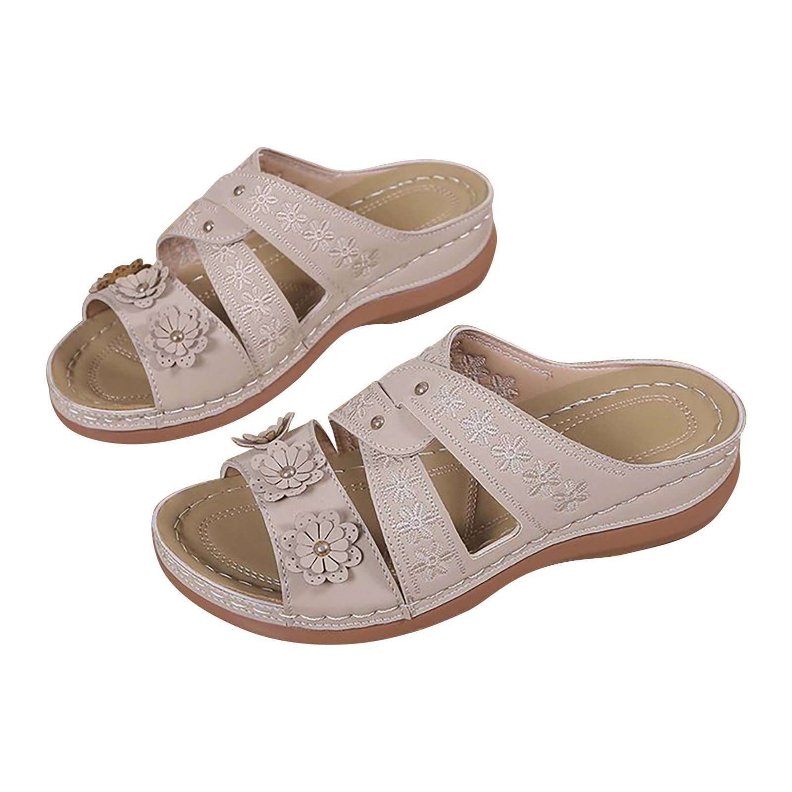 Sicilië catalogus komedie COBKK Summer Slippers For Women Outdoor Summer Ladies Fashion Slippers  Women's Flower Slope Heel Sandals Casual Wear Shoes Womens Trending Slippers  Beige Size 39 - Walmart.com