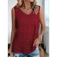 thumbnail image 6 of Women Summer Tank Top Trendy V Neck Crochet Sleeveless Shirts Sweater Vest Red L, 6 of 8