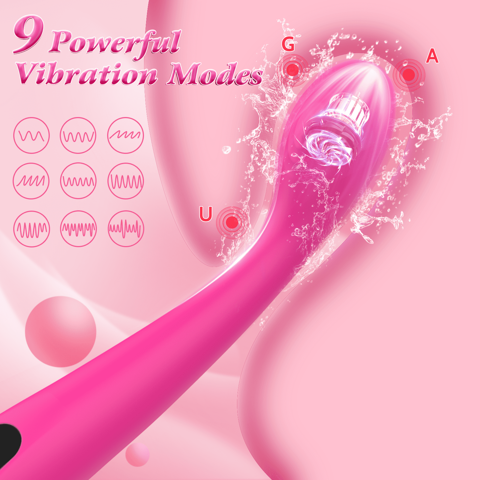 Amoochoo Sex Toys G-Spot Vibrator with 9 Modes, LCD Display Dildo for Women, Pink