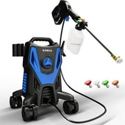 Electric Pressure Washer, 4200 PSI 2.8GPM High Pressure Cleaning Machine with 35 FT Power Cord, 20 FT Hose, Foam Cannon, 4 Nozzles,Easy Store for Car/Garage/Patio, Blue/Small