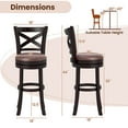 thumbnail image 3 of Costway 29" Swivel Bar Stools Set of 4 Footrest & Rubber Wood Frame for Kitchen Island, 3 of 9