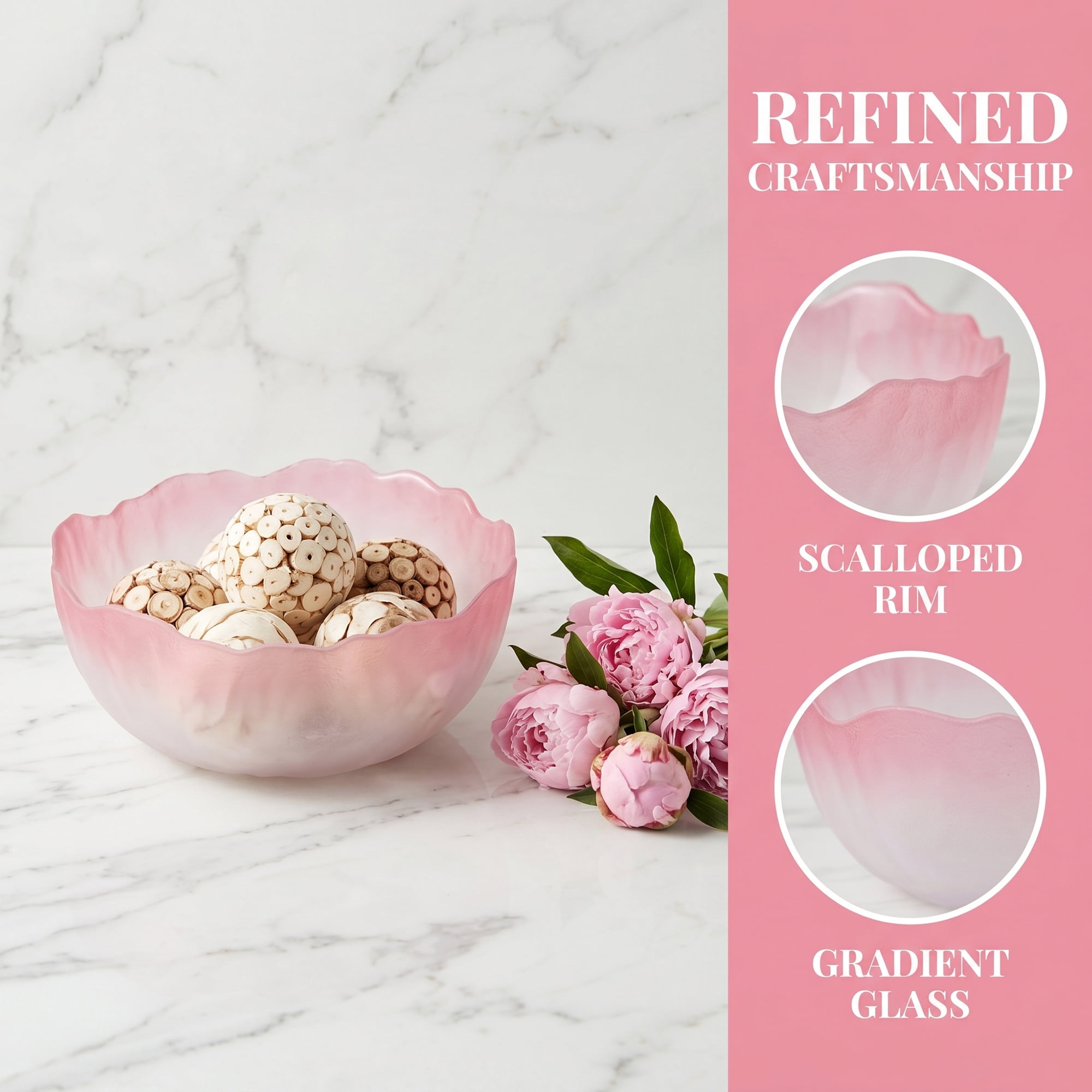 Unique Bargains Elegant Gradient Glass Small Aesthetic Salad Bowl Pink 5.1" x 5.1" x 2.4"