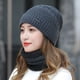 thumbnail image 4 of Gorro de terciopelo para hombre, gorro de lana de moda de invierno, bufanda cálida con protección para los oídos para mujer, dos piezas, 4 of 6