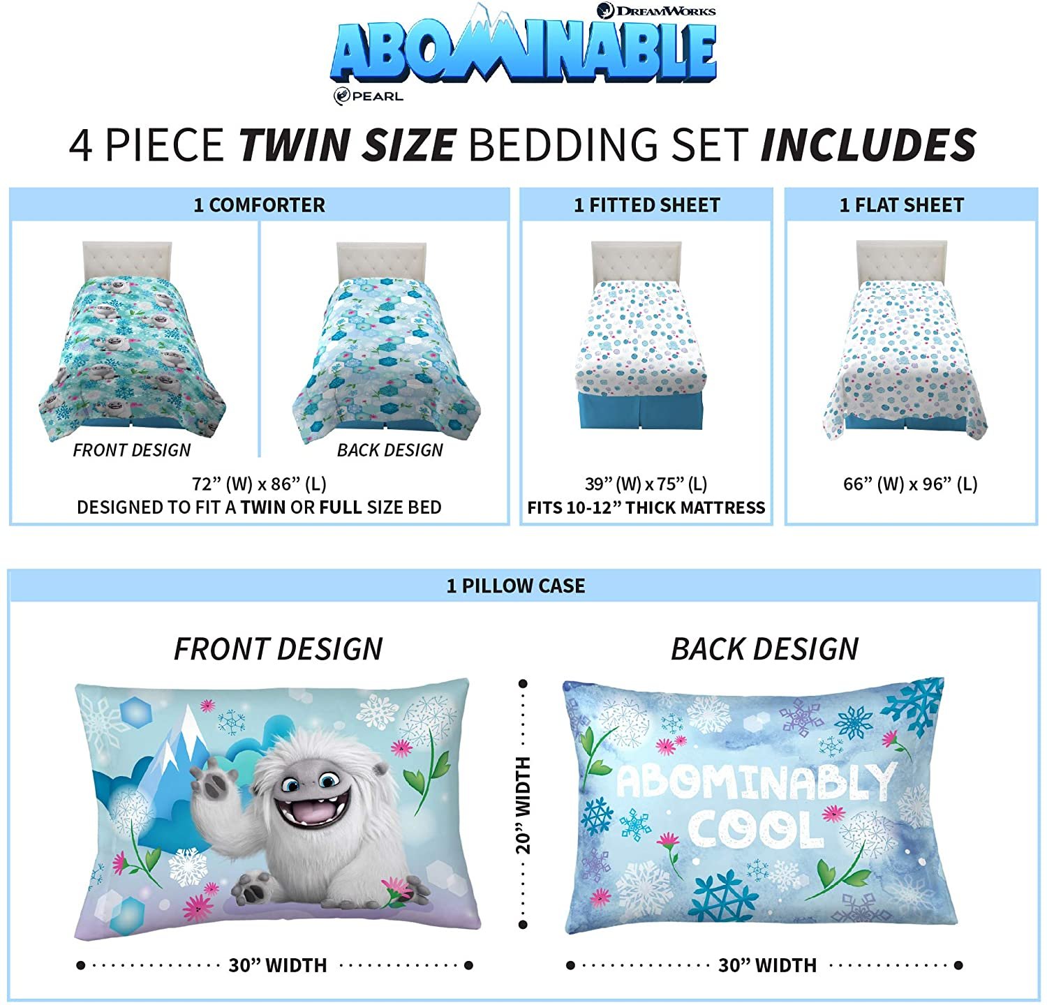 Franco Kids Bedding Comforter and Sheet Set, 4 Piece Twin Size, Abominable - image 4 of 9
