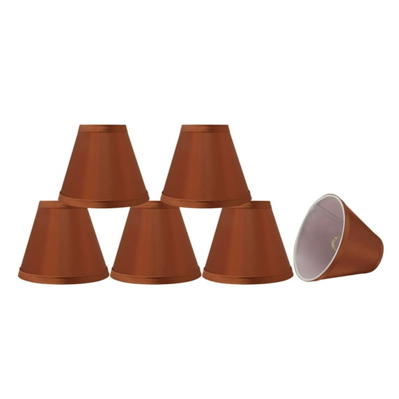 Aspen Creative 32111-6 Small Hardback Empire Shape Chandelier Clip-On Lamp Shade Set (6 Pack), Transitional Design in Redwood, 6" bottom width (3" x 6" x 5")
