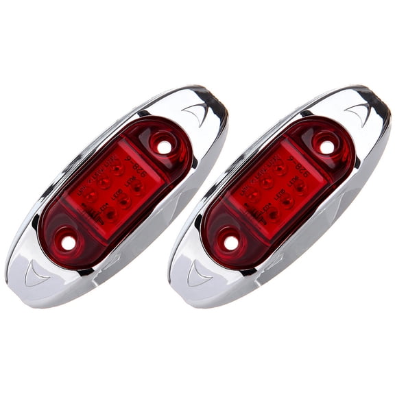 CCIYU Car Marker Light 2Pack 6 Diode LED Red Side Marker Light Waterproof Fish Shape Side Lamp Trailer Marker Lights Oval Clear Lens Clearance Indicator Lights