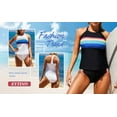 thumbnail image 2 of Swimsuits for Women Retro Stripes Halter Neck Sporty Tankini Set Boyshorts Swimsuits, 2 of 10