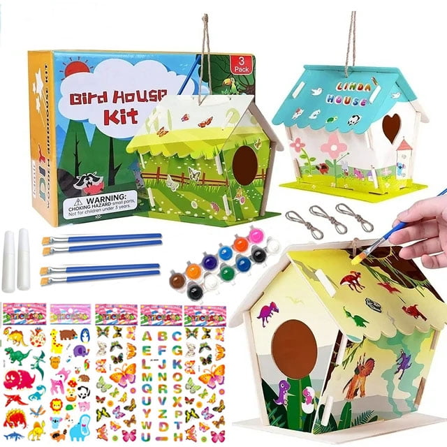 Build & Paint Your Own Wooden Cars, Monster Truck, Helicopter, Cruise Liner, DIY Wood Craft Kit, Easy to Assemble Arts Crafts Kit, Birthday Party Presents for Kids Boys Ages 6 and Up