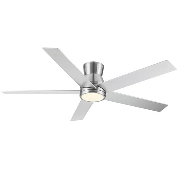 52in Brushed Nickel Low Profile Ceiling Fans with Light Kit，Energy Efficient Quiet Motor Modern Flush Mount Design for Indoor Use