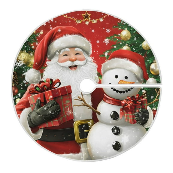 Ryvnso Christmas Tree Skirt Santa Claus Snowman Xmas Tree Skirts Ornament Home Decorations 35.4"