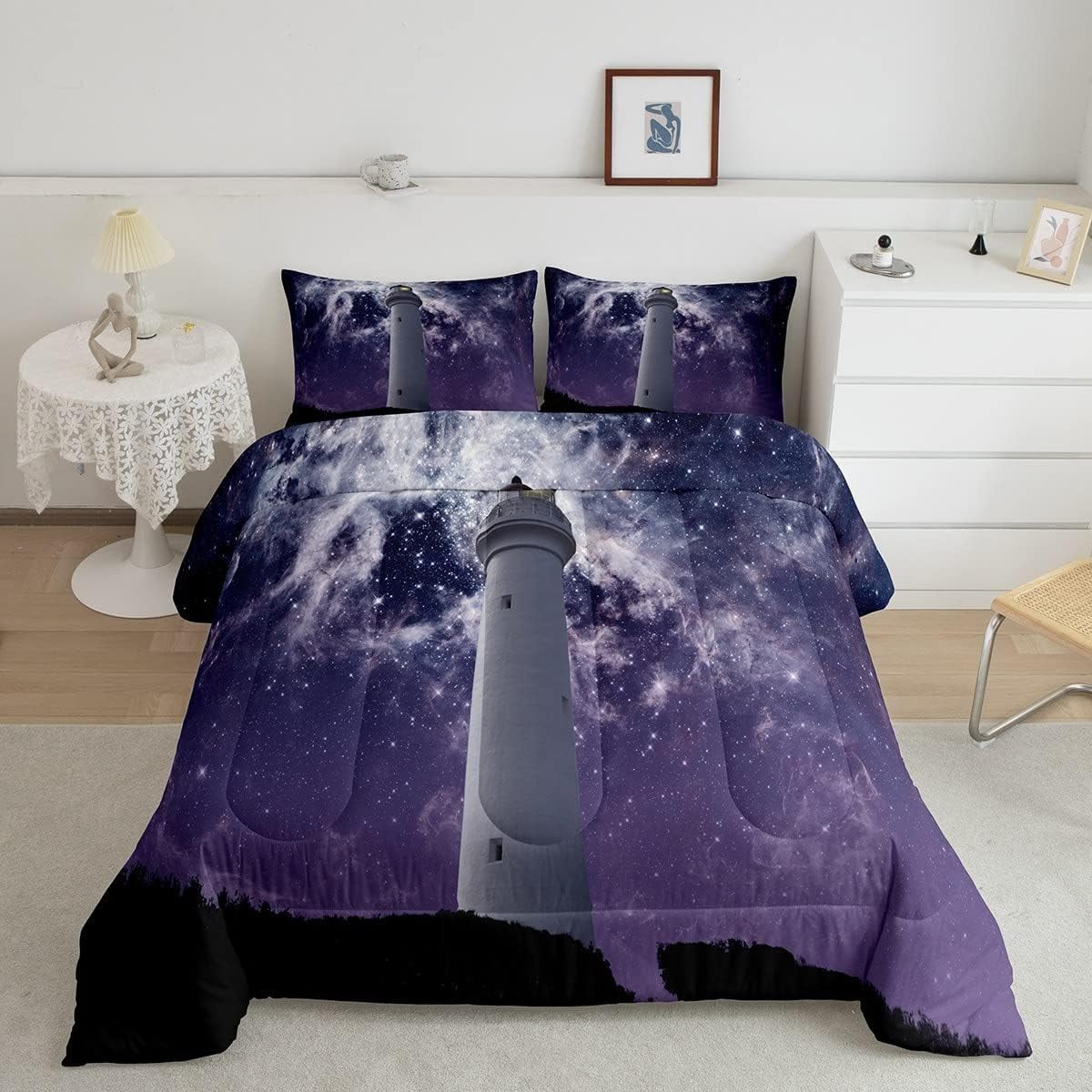 YST Lighthouse Bedding Set Full, Nautical Comforter Set for Boys Girls