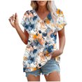 thumbnail image 4 of bnaln Womens Summer Tops Trendy Short Sleeve Tshirts Floral Boho Shirts V Neck T Shirts Elegant Flowy Tunic Tops Fashion Loose Fit Pullover Y2K Going Out Tops Holiday Tees, 4 of 4