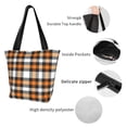 thumbnail image 3 of Bingfone Orange Plaid Women Shoulder Tote Bags Casual Bag Ladies Shopping Handbag, 3 of 6