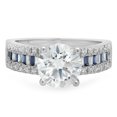thumbnail image 3 of Dazzlingrock Collection 5.80 Carat (ctw) 10K Blue Sapphire & White Cubic Zirconia CZ Engagement Ring, White Gold, Size 5, 3 of 6