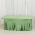 thumbnail image 2 of Efavormart Sage Green Wavy Spandex Fitted Rectangle 1-Piece Tablecloth Table Skirt, Stretchy Table Skirt Cover with Ruffles 6ft, 2 of 5