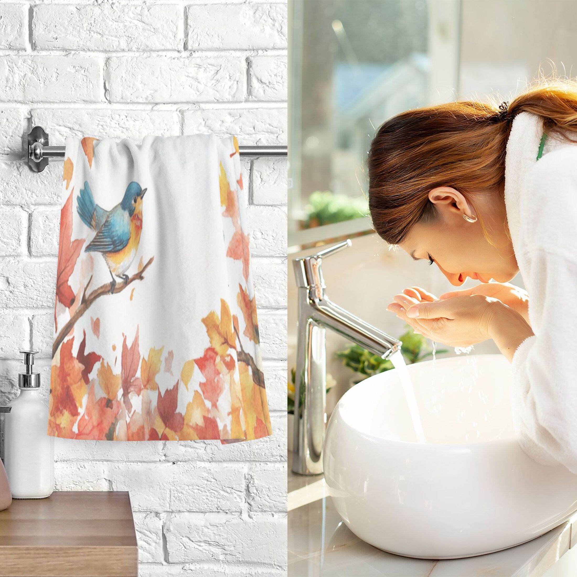 Cotton Towel Two-Piece 16x28 Inch One Sizex2 Face Towel Set Towel Set Cotton Hand Bath Towel Bathroom Beach The Blue Bird