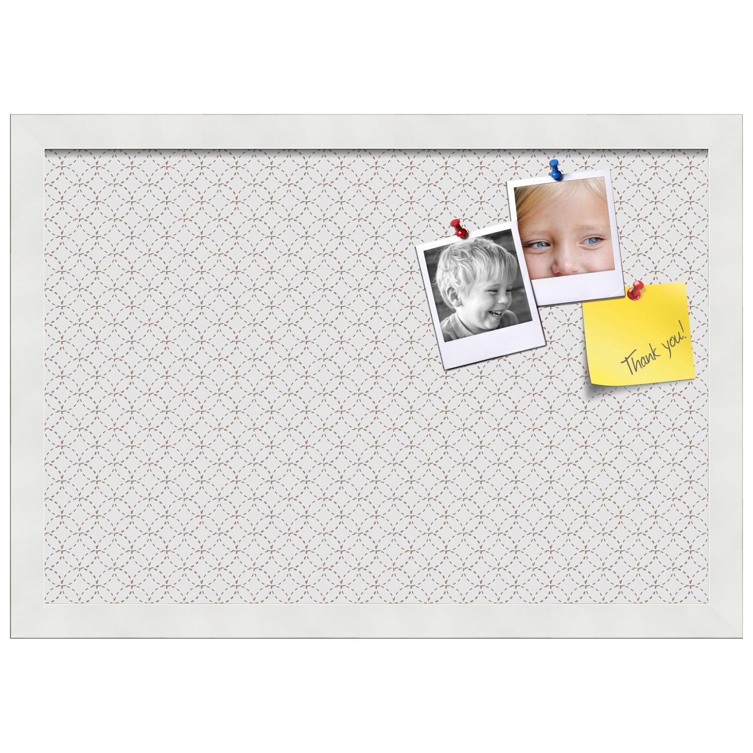 PinPix 19x13 Custom Cork Bulletin Board Beige Circles Poster Board Has a Fabric Style Canvas Finish, Framed in Beige Circles, by ArtToFrames (PinPix-491)