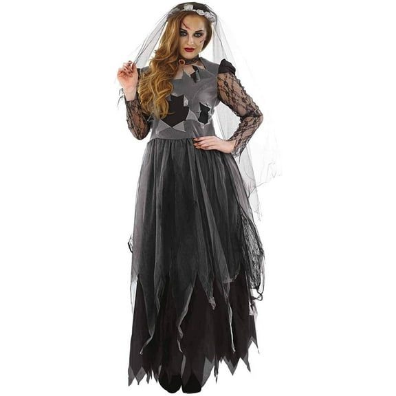 Fun Shack Womens Zombie Corpse Bride Costume Ladies Ghost Halloween Fancy Dress Halloween Black XL