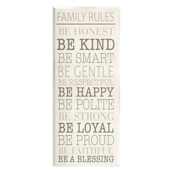 Stupell Industries Uplifting Family Rules Typography Painting Unframed Art Print Wall Art, 7 x 17