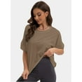 thumbnail image 2 of Summer Tops Womens Solid T Shirts for Women Loose Shirts Basic Tee, 2 of 6
