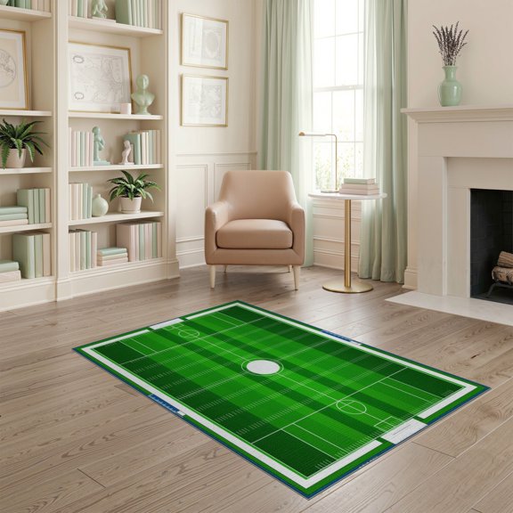 ODIKA Football Field Sport Theme With Yard Line Stripes And Goal Marks Non-Slip Chair-Friendly for Home Office, Gaming Room, Under Desk