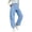 Blue#pants for women#2, variant on Women Gingham Plaid Pants Barrel Casual Wide Leg Pants Elastic Button Waist Lounge Bottoms Loose Fit Comfortable Pajama Pants Blue S