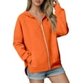 thumbnail image 2 of FASHOFT Full Zip Up Hoodies for Women Lightweight Oversized Sweatshirts with Pockets Long Sleeve Thin Casual Hooded Jackets Orange XL, 2 of 4