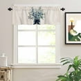 thumbnail image 2 of Blue Floral Valances for Windows Pastoral Eucalyptus Leaf Bow Vase Rod Pocket Curtain Valance Window Treatment Short Curtains for Kitchen Living Room, 60"x18", 2 of 5