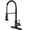 B - Black, variant on Kitchen Faucet with Cup Washer Pull Down Sprayer Stainless Steel Kitchen Sink Faucet with Deck Plate Glass Rinser Single Hole Brushed Nickel 866-3307SN