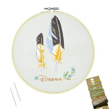 AUQ Embroidery Kit,Feather Shape Embroidery Patterns,Cross Stitch Kits with Pattern and Instruction for Craft Lover Adult Stitch