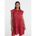 thumbnail image 2 of Time and Tru Women's and Women's Plus Tiered Cotton Mini Dress with Flutter Sleeves, Sizes XS-4X, 2 of 5