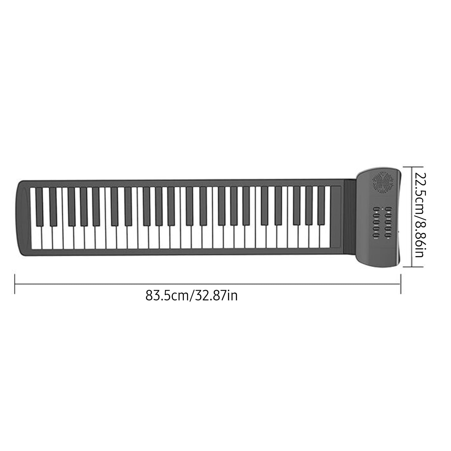 49-Key Flexible Silicone Roll-Up Piano with Built-In Speaker, 16 Tones, 6 Demos, Recording & Sustain Features, Headphone Jack - Portable Electronic Keyboard