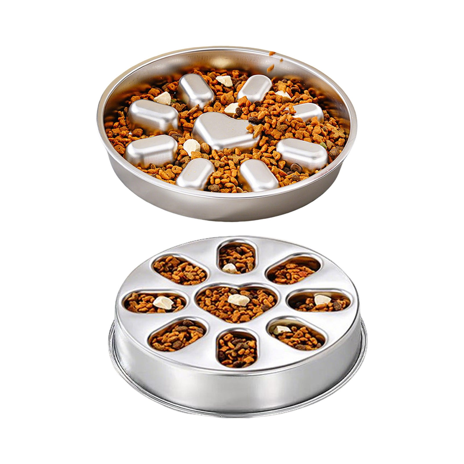 Indoor Maze Slow Feeder Stainless Steel Bowl for Cats and Dogs Medium Sized Indoor Eating Solution