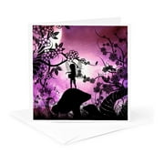 3dRose, Cute playing fairy in a fantasy wood, 1 Greeting Card with envelope